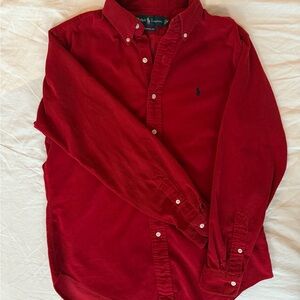 Ralph Lauren Men's Corduroy Red Button-Down Shirt